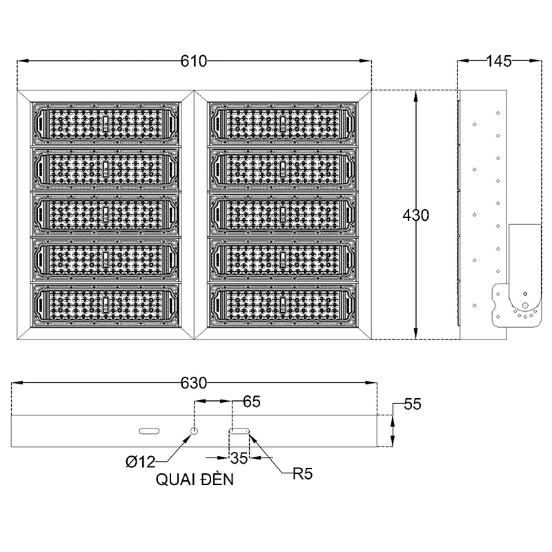 Đèn pha LED module SMD P02 - Công suất 500W - Ảnh 9